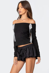 Lace Bow Off Shoulder Top