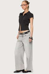 Petite Magda Low Rise Acid Wash Jeans